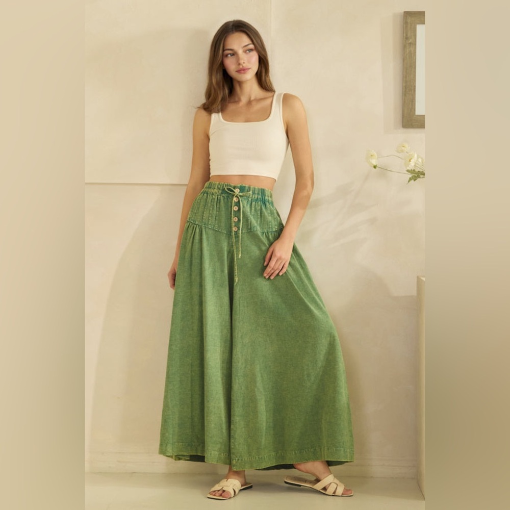 #OB15 Oli & Hali Green Wide-Leg High-Waist Pants